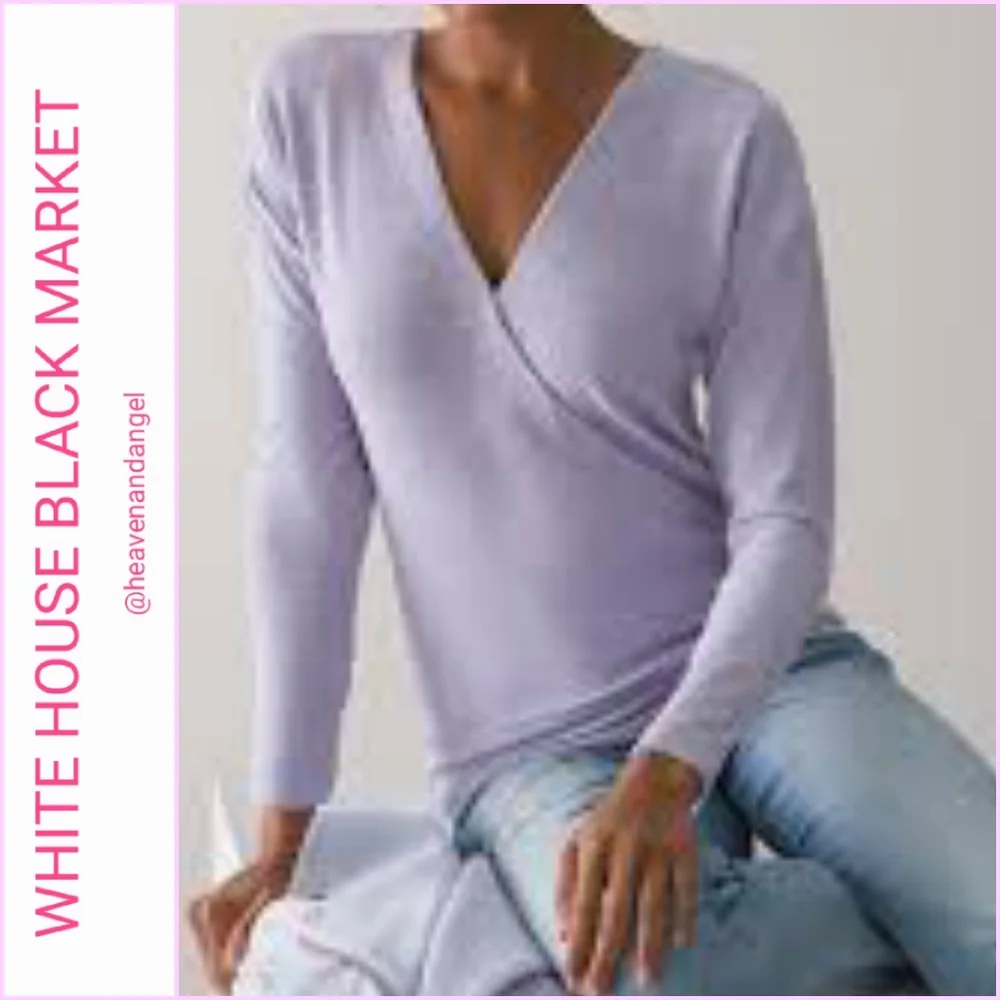 WHBM Knit Surplice Top - Picture 1 of 4